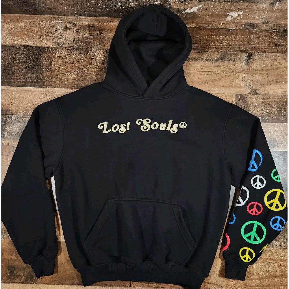 Lost Souls Hoodie Sweatshirt Medium Black Arm Peace Never Wanted Peace As Much